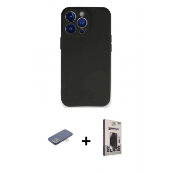 MARSİLYAN™- iPhone 13 Pro Max Kılıf Kozmos Yansıma Özel Seri - Siyah Bilvis Hayalet Cam Ekran Koruyucu + Renkli Kamera Lens Koruma Cam - MI