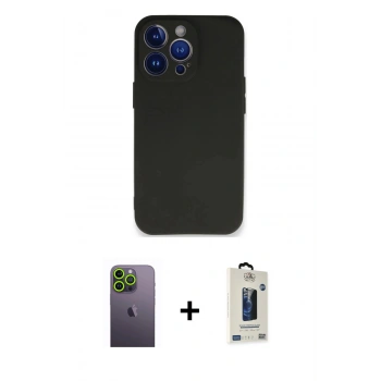 MARSİLYAN™- iPhone 13 Pro Max Kılıf Kozmos Yansıma Özel Seri - Siyah Bilvis Hayalet Cam Ekran Koruyucu + Neon Fosforlu Kamera Lens - YL
