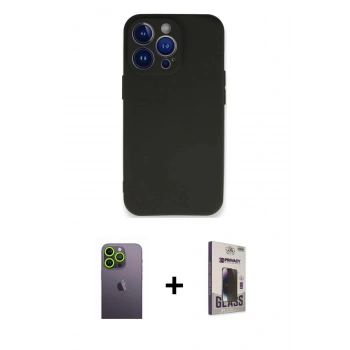 MARSİLYAN™- iPhone 13 Pro Max Kılıf Kozmos Yansıma Özel Seri - Siyah Bilvis Hayalet Cam Ekran Koruyucu + Neon Fosforlu Kamera Lens - YL