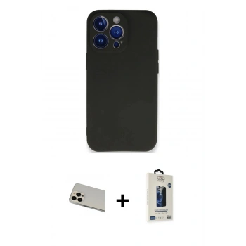 MARSİLYAN™- iPhone 13 Pro Max Kılıf Kozmos Yansıma Özel Seri - Siyah Bilvis Hayalet Cam Ekran Koruyucu + Rainbow Kamera Lens Koruma Cam - REGD