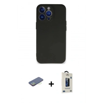 MARSİLYAN™- iPhone 13 Pro Max Kılıf Kozmos Yansıma Özel Seri - Siyah Bilvis Hayalet Cam Ekran Koruyucu + Renkli Kamera Lens Koruma Cam - YL