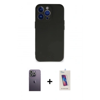 MARSİLYAN™- iPhone 13 Pro Max Kılıf Kozmos Yansıma Özel Seri - Siyah Joko 5D Cam + Neon Fosforlu Kamera Lens - BZ
