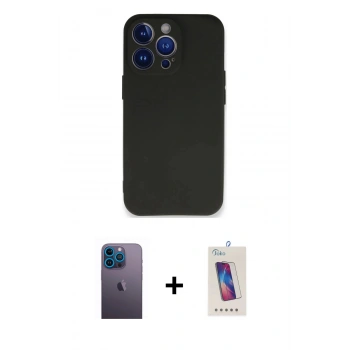 MARSİLYAN™- iPhone 13 Pro Max Kılıf Kozmos Yansıma Özel Seri - Siyah Joko 5D Cam + Neon Fosforlu Kamera Lens - MI