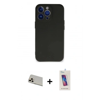 MARSİLYAN™- iPhone 13 Pro Max Kılıf Kozmos Yansıma Özel Seri - Siyah Joko 5D Cam + Rainbow Kamera Lens Koruma Cam - REGD