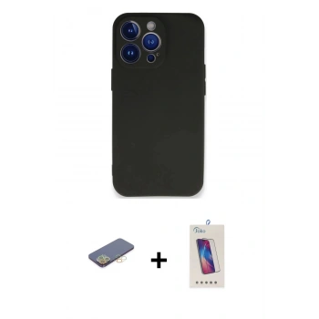 MARSİLYAN™- iPhone 13 Pro Max Kılıf Kozmos Yansıma Özel Seri - Siyah Joko 5D Cam + Renkli Kamera Lens Koruma Cam - SI