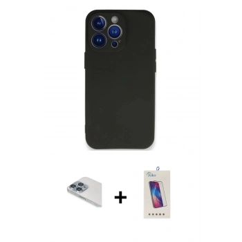 MARSİLYAN™- iPhone 13 Pro Max Kılıf Kozmos Yansıma Özel Seri - Siyah Joko 5D Cam + Pers Alüminyum Kamera Lens - SABE