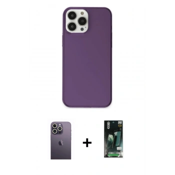 MARSİLYAN™- iPhone 13 Pro Max Kılıf Kutup Doku Koleksiyonu - Şeffaf 360 Full Body Arka Koruyucu + Neon Fosforlu Kamera Lens - BZ
