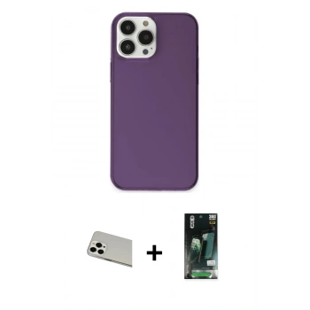 MARSİLYAN™- iPhone 13 Pro Max Kılıf Kutup Doku Koleksiyonu - Şeffaf 360 Full Body Arka Koruyucu + Rainbow Kamera Lens Koruma Cam - BZ