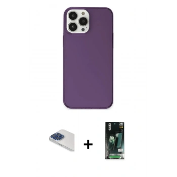 MARSİLYAN™- iPhone 13 Pro Max Kılıf Kutup Doku Koleksiyonu - Şeffaf 360 Full Body Arka Koruyucu + Pers Alüminyum Kamera Lens - LT