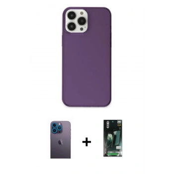 MARSİLYAN™- iPhone 13 Pro Max Kılıf Kutup Doku Koleksiyonu - Şeffaf 360 Full Body Arka Koruyucu + Neon Fosforlu Kamera Lens - MI