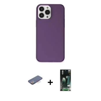 MARSİLYAN™- iPhone 13 Pro Max Kılıf Kutup Doku Koleksiyonu - Şeffaf 360 Full Body Arka Koruyucu + Renkli Kamera Lens Koruma Cam - MI
