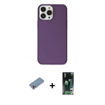 MARSİLYAN™- iPhone 13 Pro Max Kılıf Kutup Doku Koleksiyonu - Şeffaf 360 Full Body Arka Koruyucu + Shine Kamera Lens Koruma Cam - PE