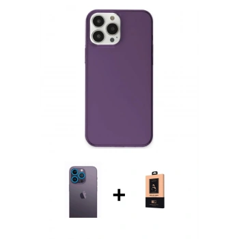 MARSİLYAN™- iPhone 13 Pro Max Kılıf Kutup Doku Koleksiyonu - Şeffaf Maxco Cam Ekran Koruyucu + Neon Fosforlu Kamera Lens - MI