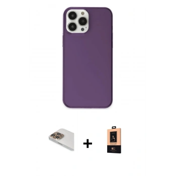 MARSİLYAN™- iPhone 13 Pro Max Kılıf Kutup Doku Koleksiyonu - Şeffaf Maxco Cam Ekran Koruyucu + Pers Alüminyum Kamera Lens - GD