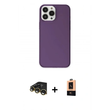 MARSİLYAN™- iPhone 13 Pro Max Kılıf Kutup Doku Koleksiyonu - Şeffaf Maxco Cam Ekran Koruyucu + Raze Metal Kamera Lens - GD