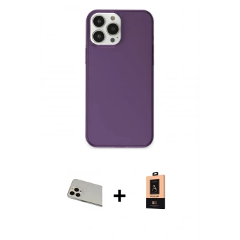 MARSİLYAN™- iPhone 13 Pro Max Kılıf Kutup Doku Koleksiyonu - Şeffaf Maxco Cam Ekran Koruyucu + Rainbow Kamera Lens Koruma Cam - REGD