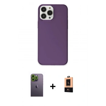 MARSİLYAN™- iPhone 13 Pro Max Kılıf Kutup Doku Koleksiyonu - Şeffaf Maxco Cam Ekran Koruyucu + Neon Fosforlu Kamera Lens - YL