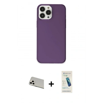 MARSİLYAN™- iPhone 13 Pro Max Kılıf Kutup Doku Koleksiyonu - Şeffaf Pasifik Cam Ekran Koruyucu + Rainbow Kamera Lens Koruma Cam - BZ