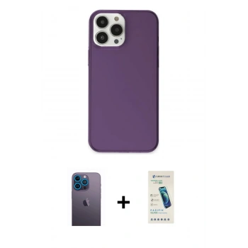MARSİLYAN™- iPhone 13 Pro Max Kılıf Kutup Doku Koleksiyonu - Şeffaf Pasifik Cam Ekran Koruyucu + Neon Fosforlu Kamera Lens - MI