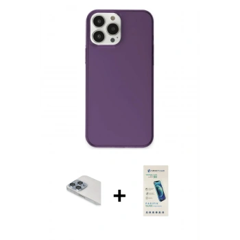 MARSİLYAN™- iPhone 13 Pro Max Kılıf Kutup Doku Koleksiyonu - Şeffaf Pasifik Cam Ekran Koruyucu + Pers Alüminyum Kamera Lens - SABE