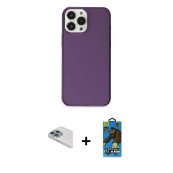 MARSİLYAN™- iPhone 13 Pro Max Kılıf Kutup Doku Koleksiyonu - Siyah 18D Cam Ekran Koruyucu + Pers Alüminyum Kamera Lens - SABE