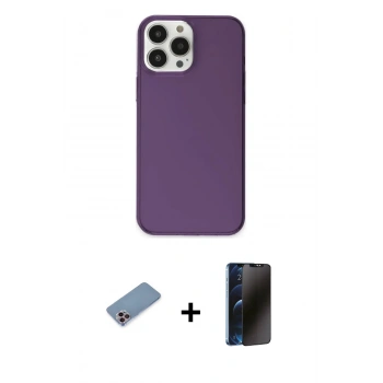 MARSİLYAN™- iPhone 13 Pro Max Kılıf Kutup Doku Koleksiyonu - Siyah 3D Antistatik Hayalet Cam Ekran Koruyucu + Shine Kamera Lens Koruma Cam - PE