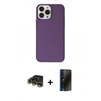 MARSİLYAN™- iPhone 13 Pro Max Kılıf Kutup Doku Koleksiyonu - Siyah 3D Antistatik Hayalet Cam Ekran Koruyucu + Raze Metal Kamera Lens - GD