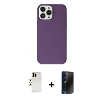 MARSİLYAN™- iPhone 13 Pro Max Kılıf Kutup Doku Koleksiyonu - Siyah 3D Antistatik Hayalet Cam Ekran Koruyucu + Shine Kamera Lens - GD