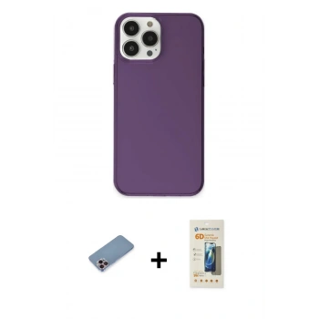MARSİLYAN™- iPhone 13 Pro Max Kılıf Kutup Doku Koleksiyonu - Siyah 6D Mat Seramik Hayalet Nano Ekran Koruyucu + Shine Kamera Lens Koruma Cam - PE