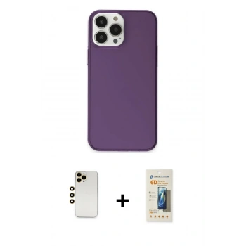 MARSİLYAN™- iPhone 13 Pro Max Kılıf Kutup Doku Koleksiyonu - Siyah 6D Mat Seramik Hayalet Nano Ekran Koruyucu + Shine Kamera Lens - GD