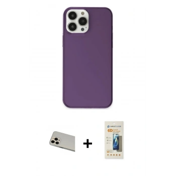 MARSİLYAN™- iPhone 13 Pro Max Kılıf Kutup Doku Koleksiyonu - Siyah 6D Mat Seramik Hayalet Nano Ekran Koruyucu + Rainbow Kamera Lens Koruma Cam - REGD