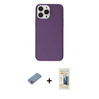 MARSİLYAN™- iPhone 13 Pro Max Kılıf Kutup Doku Koleksiyonu - Siyah 6D Mat Seramik Hayalet Nano Ekran Koruyucu + Shine Kamera Lens Koruma Cam - GI