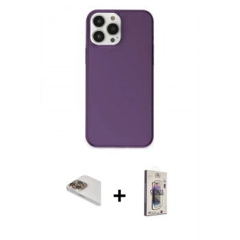MARSİLYAN™- iPhone 13 Pro Max Kılıf Kutup Doku Koleksiyonu - Siyah Bilvis 3D Cam Ekran Koruyucu + Pers Alüminyum Kamera Lens - GD