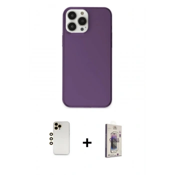 MARSİLYAN™- iPhone 13 Pro Max Kılıf Kutup Doku Koleksiyonu - Siyah Bilvis 3D Cam Ekran Koruyucu + Shine Kamera Lens - GD
