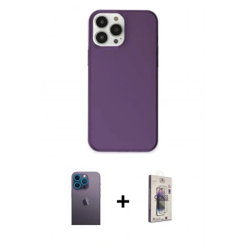 MARSİLYAN™- iPhone 13 Pro Max Kılıf Kutup Doku Koleksiyonu - Siyah Bilvis 3D Cam Ekran Koruyucu + Neon Fosforlu Kamera Lens - MI