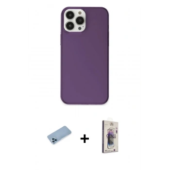 MARSİLYAN™- iPhone 13 Pro Max Kılıf Kutup Doku Koleksiyonu - Siyah Bilvis 3D Cam Ekran Koruyucu + Shine Kamera Lens Koruma Cam - MI