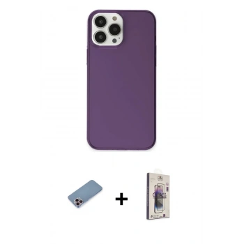 MARSİLYAN™- iPhone 13 Pro Max Kılıf Kutup Doku Koleksiyonu - Siyah Bilvis 3D Cam Ekran Koruyucu + Shine Kamera Lens Koruma Cam - PE