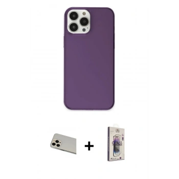 MARSİLYAN™- iPhone 13 Pro Max Kılıf Kutup Doku Koleksiyonu - Siyah Bilvis 3D Cam Ekran Koruyucu + Rainbow Kamera Lens Koruma Cam - REGD