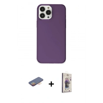 MARSİLYAN™- iPhone 13 Pro Max Kılıf Kutup Doku Koleksiyonu - Siyah Bilvis 3D Cam Ekran Koruyucu + Renkli Kamera Lens Koruma Cam - TU