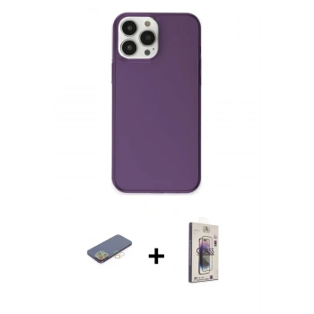 MARSİLYAN™- iPhone 13 Pro Max Kılıf Kutup Doku Koleksiyonu - Siyah Bilvis 3D Cam Ekran Koruyucu + Renkli Kamera Lens Koruma Cam - SI