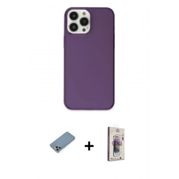 MARSİLYAN™- iPhone 13 Pro Max Kılıf Kutup Doku Koleksiyonu - Siyah Bilvis 3D Cam Ekran Koruyucu + Shine Kamera Lens Koruma Cam - GI