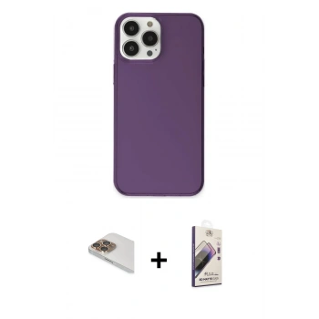MARSİLYAN™- iPhone 13 Pro Max Kılıf Kutup Doku Koleksiyonu - Siyah Bilvis 3D Mat Cam Ekran Koruyucu + Pers Alüminyum Kamera Lens - GD