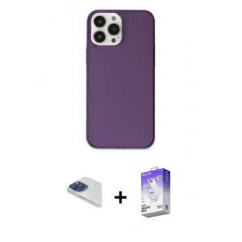 MARSİLYAN™- iPhone 13 Pro Max Kılıf Kutup Doku Koleksiyonu - Siyah Bilvis 5in1 3D Magic Cam Ekran Koruyucu + Pers Alüminyum Kamera Lens - LT