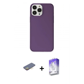 MARSİLYAN™- iPhone 13 Pro Max Kılıf Kutup Doku Koleksiyonu - Siyah Bilvis 5in1 3D Magic Cam Ekran Koruyucu + Renkli Kamera Lens Koruma Cam - SI