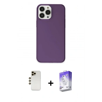 MARSİLYAN™- iPhone 13 Pro Max Kılıf Kutup Doku Koleksiyonu - Siyah Bilvis 5in1 3D Magic Cam Ekran Koruyucu + Shine Kamera Lens - GD