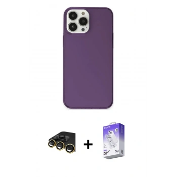 MARSİLYAN™- iPhone 13 Pro Max Kılıf Kutup Doku Koleksiyonu - Siyah Bilvis 5in1 3D Magic Cam Ekran Koruyucu + Raze Metal Kamera Lens - GD