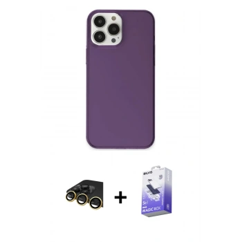 MARSİLYAN™- iPhone 13 Pro Max Kılıf Kutup Doku Koleksiyonu - Siyah Bilvis 5in1 5D Magic Hayalet Cam Ekran Koruyucu + Raze Metal Kamera Lens - GD