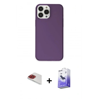 MARSİLYAN™- iPhone 13 Pro Max Kılıf Kutup Doku Koleksiyonu - Siyah Bilvis 5in1 5D Magic Hayalet Cam Ekran Koruyucu + Pers Alüminyum Kamera Lens - KI