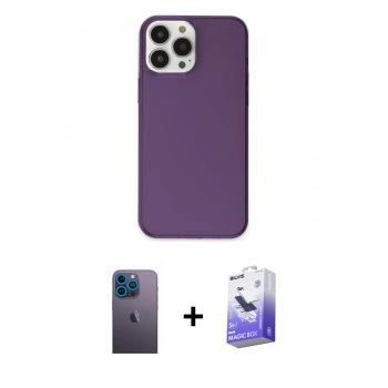 MARSİLYAN™- iPhone 13 Pro Max Kılıf Kutup Doku Koleksiyonu - Siyah Bilvis 5in1 5D Magic Hayalet Cam Ekran Koruyucu + Neon Fosforlu Kamera Lens - MI