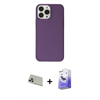 MARSİLYAN™- iPhone 13 Pro Max Kılıf Kutup Doku Koleksiyonu - Siyah Bilvis 5in1 5D Magic Hayalet Cam Ekran Koruyucu + Rainbow Kamera Lens Koruma Cam - REGD